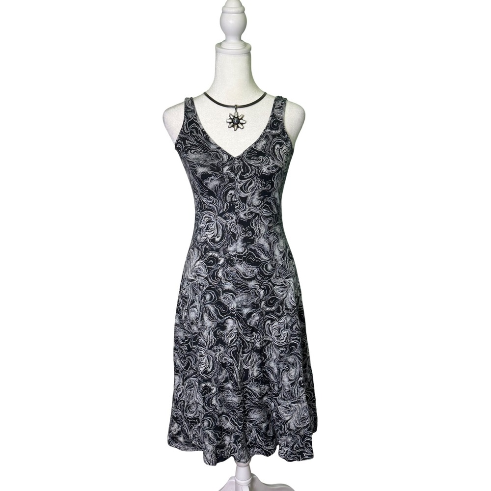 Vintage Diane von Furstenberg Midi Dress Sz 4 Made in Italy Black White Abstract
